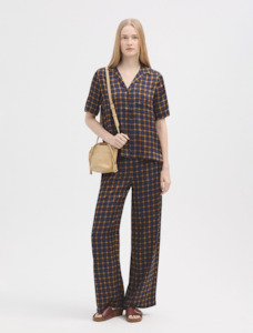 Nice Things: Garden Check Trouser | Navy | Nice Things