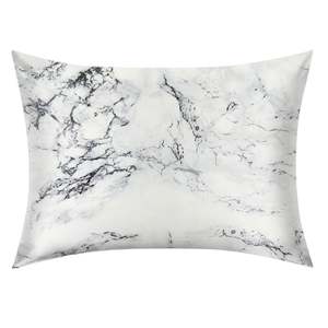 Silk Pillowcases: Calacatta Marble Silk Pillowcase-  NZ Standard Size - Zip Closure