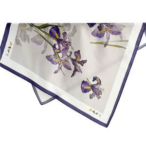 Silk Scarves: Watercolor Iris Pure Mulberry Silk Scarf Bandana
