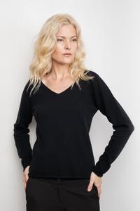 Timeless Lounge Relaxed V-Neck Pure Cashmere Sweater - Black