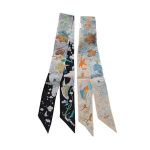 Silk Scarves: Flight of Fancy Silk Twilly Scarf Pure Mulberry Silk Skinny Scarf