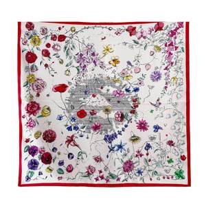 Silk Scarves: Floral Wonderland Pure Mulberry Silk Square Scarf Bandana