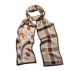 Blossoming Earth Pure Mulberry Silk Long Scarf Silk Twilly