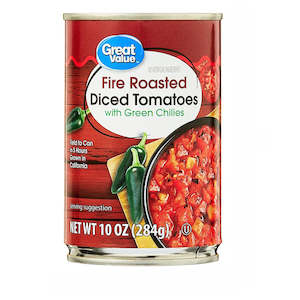 Meals: Great Value Fire Roasted Diced Tomatoes with Green Chilies 10oz
