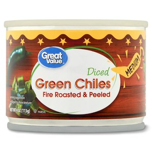 Great Value Fire Roasted Diced & Peeled Green Chiles Medium 4oz/113g