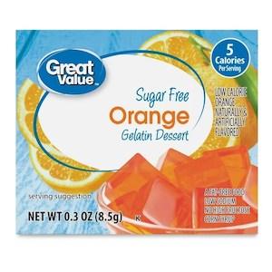 Meals: Great Value Sugar Free Orange Gelatin .3oz/8.5g
