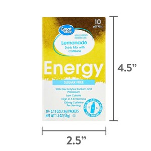 Great Value Drink Mix SF Energy Lemonade STG 10pack