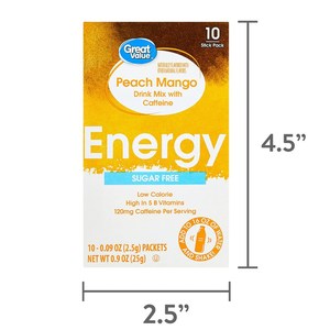 Great Value Drink Mix SF Energy Peach Mango STG 10pack