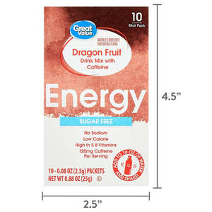 Great Value Drink Mix SF Energy Dragon Fruit STG 10pack