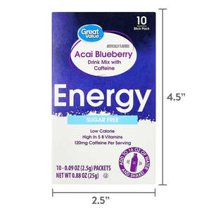 Great Value Drink Mix SF Energy Acai Blueberry STG 10pack