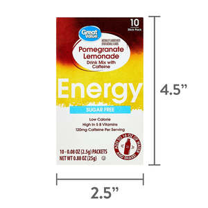 Great Value Drink Mix SF Energy Pomegranate Lemonade STG 10pack
