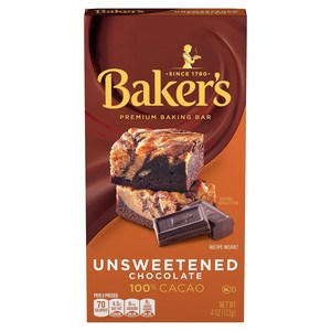 Baking: Bakers Unsweetened Chocolate Premium Baking Bar 4oz/113g