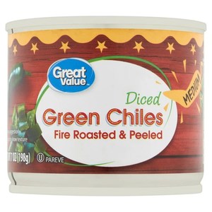 Great Value Fire Roasted Medium Diced & Peeled Green Chiles 7oz/198g