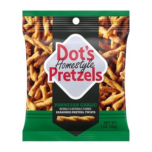 Nibbles Snacks: Dots Homestyle Pretzels Parmesan Garlic 1oz
