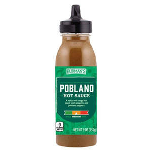 Burmans Hot Sauce Poblano 9oz/255g