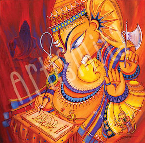 Ganesha Writing Mahabharata - Canvas Print Artismita