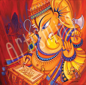 Products: Ganesha Writing Mahabharata - Canvas Print Artismita