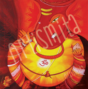 Lambodar - Large Belly Ganesha - Canvas Print Artismita