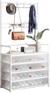 Brand New Multifunctional Shelf Storage Rack Shoes Rack and Cloth Hanger Black w&hellip;