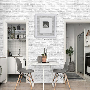 Wall Paper: White Brick Ground Wallpaper self adheresive 0.45*10 m