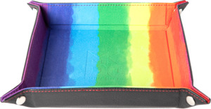 Dice: MDG Folding Dice Tray with Leather Backing 10"x 10" - Watercolour Rainbow