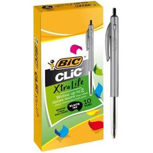 Bic Ballpens Clic Xtra Life Black 10pc box