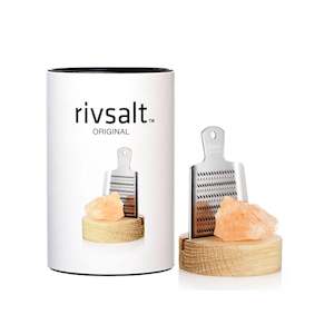 Gift Range: RIVSALT Original SM - Himalayan Salt with Stainless Steel Grater and Oak Stand