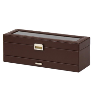 Watch Box Brown PVC Leather 6 Watch
