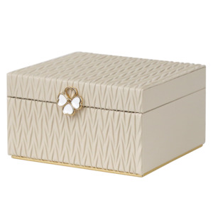 Jewellery Box PVC Champagne Leather Wrinkled with Lift Out Tray