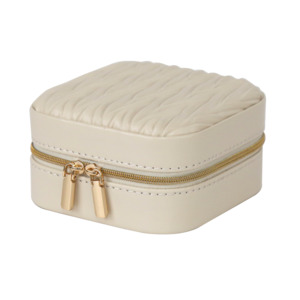 Jewellery Box PVC Champagne Leather Wrinkled Travel