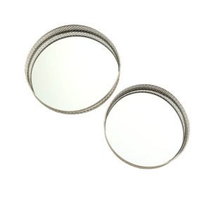 Trays Set of 2 - Round Silver