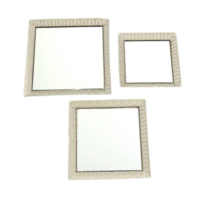 Coasters Trivets Mirror Trays: Trays Set of 3 - Square Silver