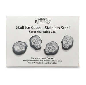 Gift Range: Men's Republic Ice Cube Skulls - 4 Pieces Stainless Steel