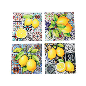 Coasters x 4 - Square Lemons 2