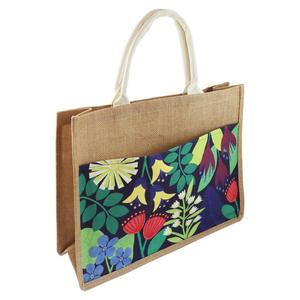 All: Jute Shopper w/Pocket NZ Kiwiana 45x35x16cm