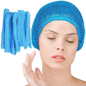 Health Safety: Hair Net 100pcs 21-inch/24-inch Blue/White Disposable Restaurant Hats, Kitchen Cap. Suitable for food service, laboratories, salons
