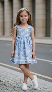 Size 2 Years: Isabella- Horse Print Pinafore Dress for Girls – All-Season Classic