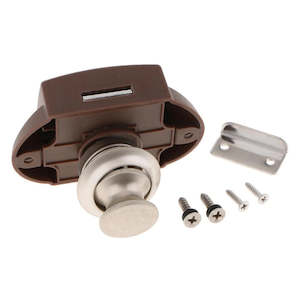 Hardware: Push Button Cabinet Latch - Satin - 20mm - RV, Caravan, Motorhome