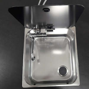 Fresh Water Plumbing: Can Sink with glass top and tap