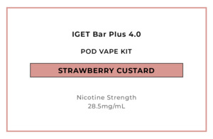Iget Bar Plus 4 0: IGET Bar Plus 4.0 Pod Vape Kit - Strawberry Custard