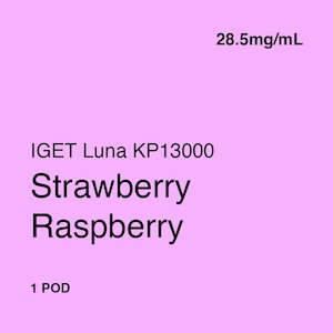 Iget Vape Nz: IGET LUNA KP 13000 Pod - Strawberry Raspberry