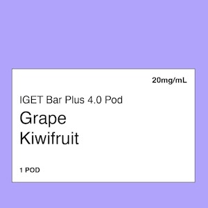 Iget Bar Plus 6000 Puff Kit: IGET Bar Plus 4.0 Grape Kiwifruit
