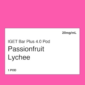 Iget Bar Plus 6000 Puff Kit: IGET Bar Plus 4.0 Passionfruit Lychee
