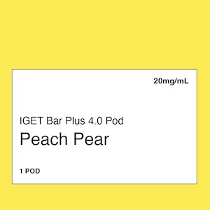 Iget Bar Plus 6000 Puff Kit: IGET Bar Plus 4.0 Peach Pear