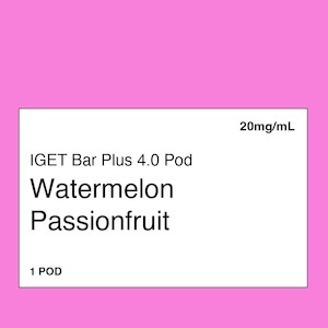 Iget Bar Plus 6000 Puff Kit: IGET Bar Plus 4.0 Watermelon Passionfruit