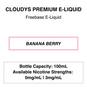 Products: Banana Berry - Cloudys Premium E- Liquid Nic Freebase 100ml - Vapeys NZ - Fast Shipping Premium Vape Stores New Zealand and Australia