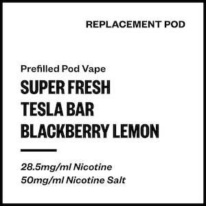 Super Fresh Prefilled Pod Vapes: Super Fresh Tesla Bar - Blackberry Lemon (Replacement Pod)