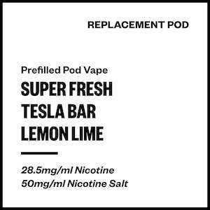 Super Fresh Prefilled Pod Vapes: Super Fresh Tesla Bar - Lemon Lime (Replacement Pod)
