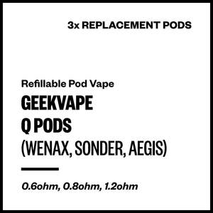 Geekvape Q Replacement Pods (for Wenax Q; Sonder Q; Aegis Q;etc) [3 Pack]