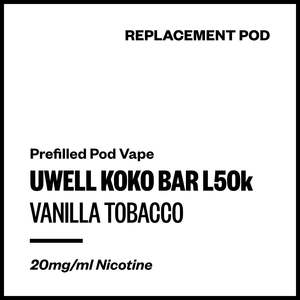 Uwell Koko Bar L50000 - Vanilla Tobacco (Replacement Pod)